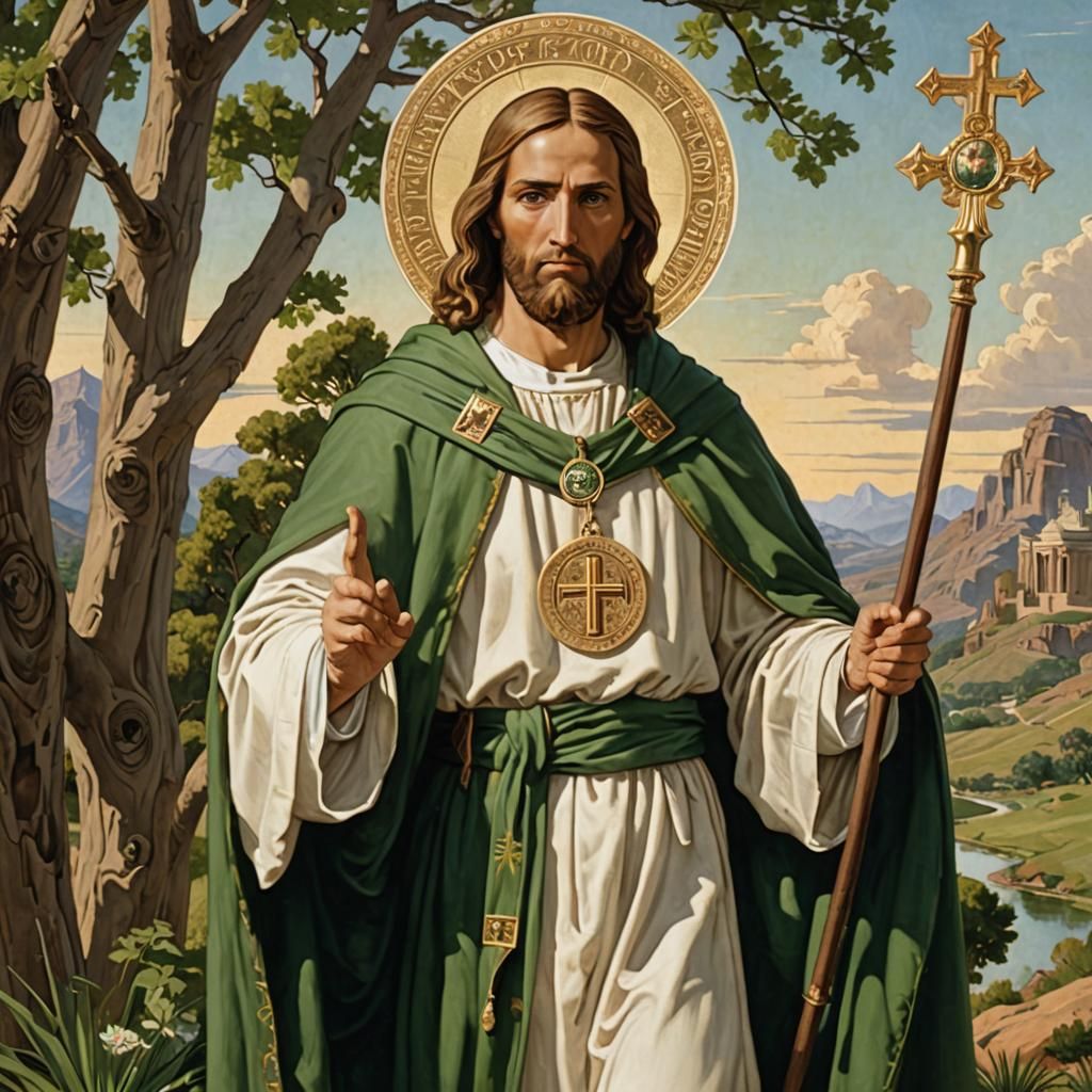Saint Jude Thaddeus in Outdoor Landscape as Oil Painting