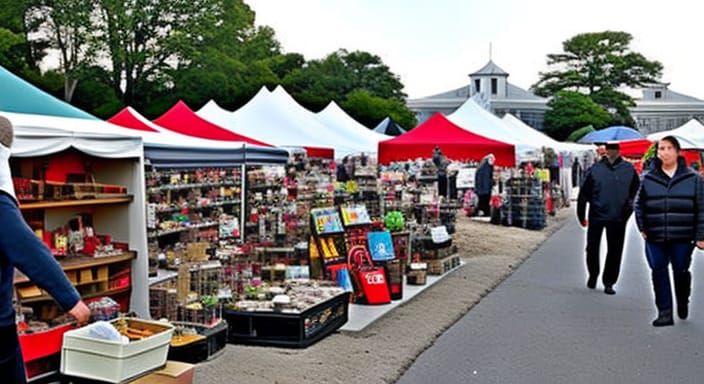 Bustling Flea Market Shopping Scene