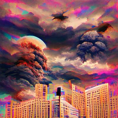 Apocalyptic Landscape with Fiery Sky