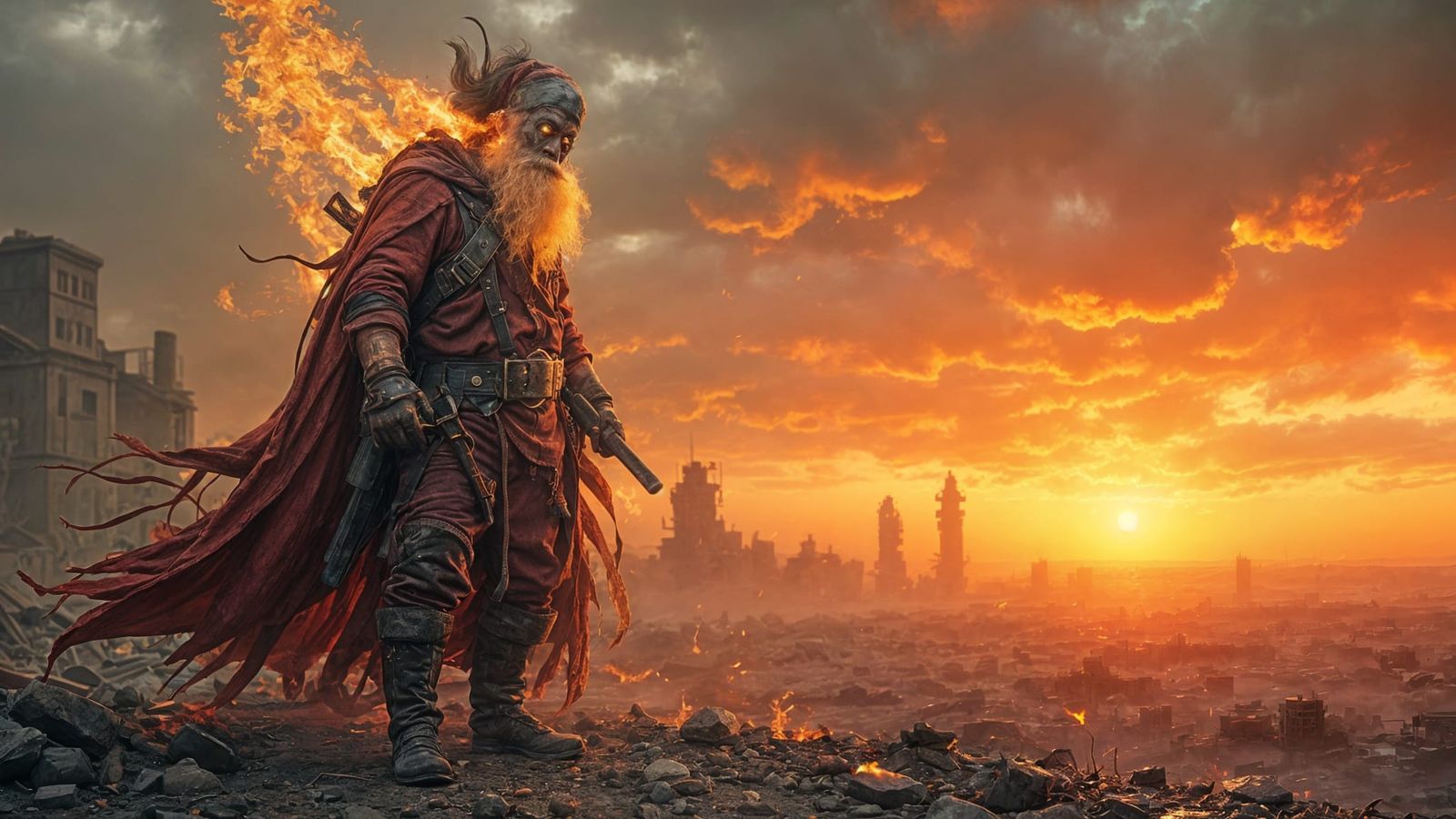 Fire Eating Santa Claus in Apocalyptic Kintsugi