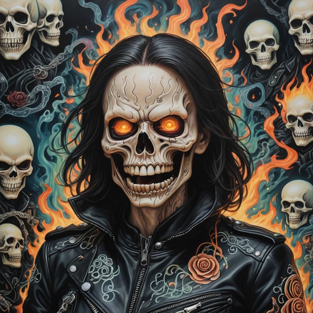 Fluorescent Day of the Dead Ghost Rider Portrait