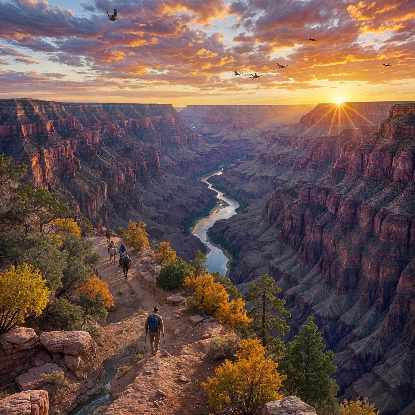 Grand Canyon Aerial View at Sunset