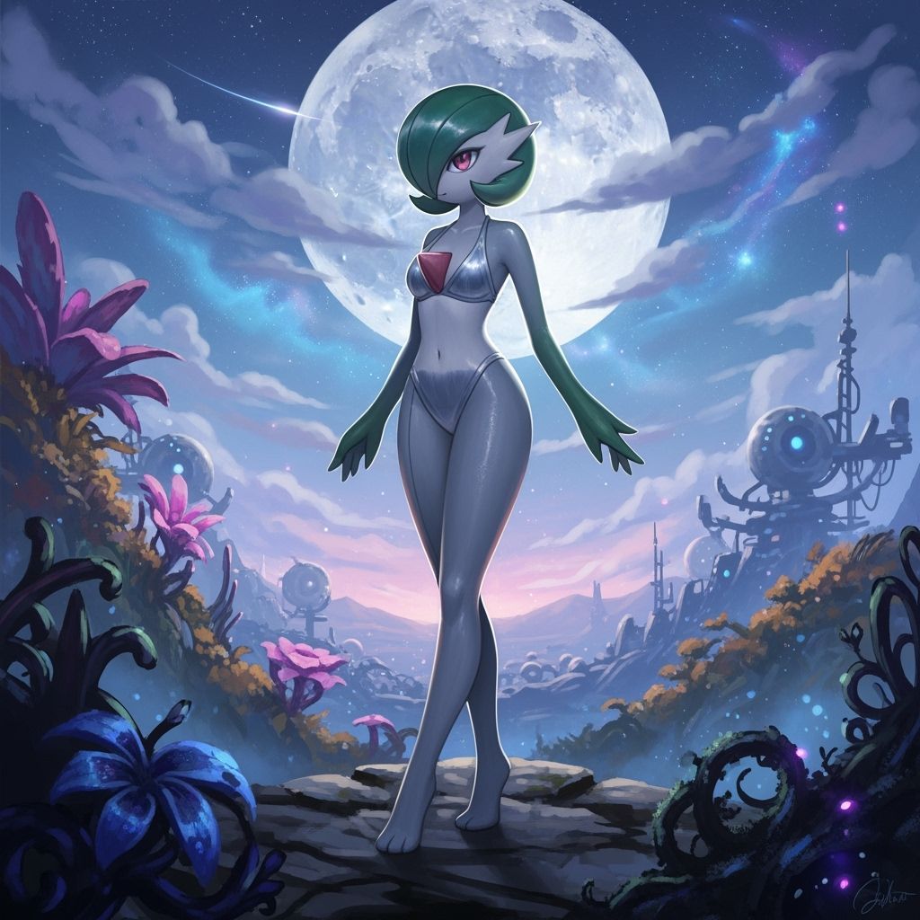 Ethereal Gardevoir in Translucent Bikini: Digital Painting