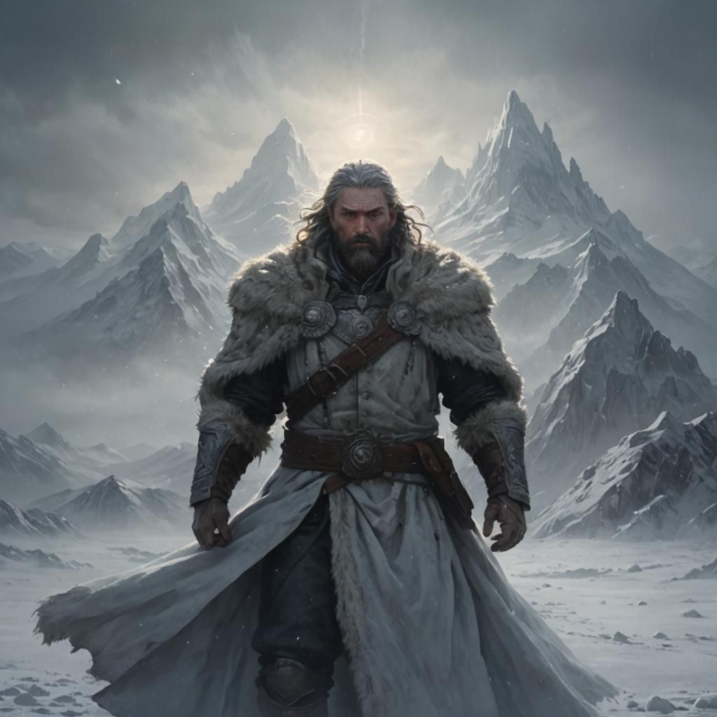 Ethereal Hyperborean Figure in Ancient Attire