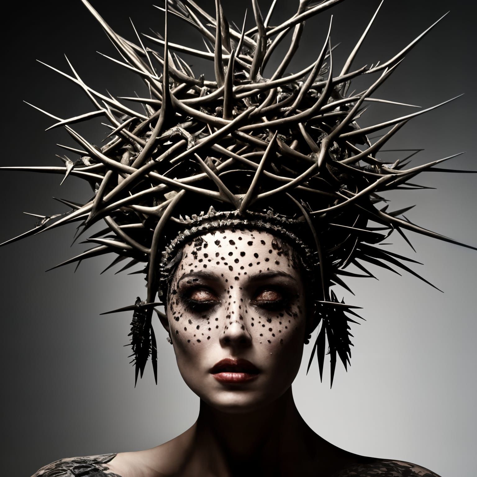 Crown of Thorns and Bones: Digital Art