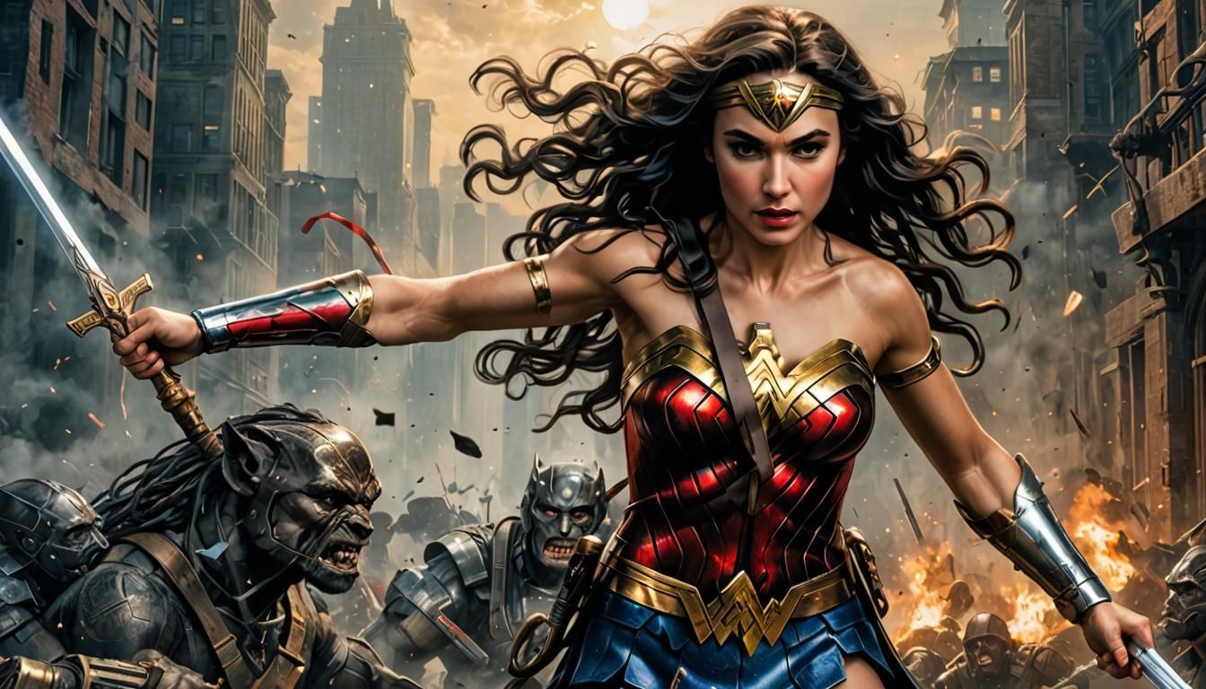 Wonder Woman in Iridescent Fantasy Art Style