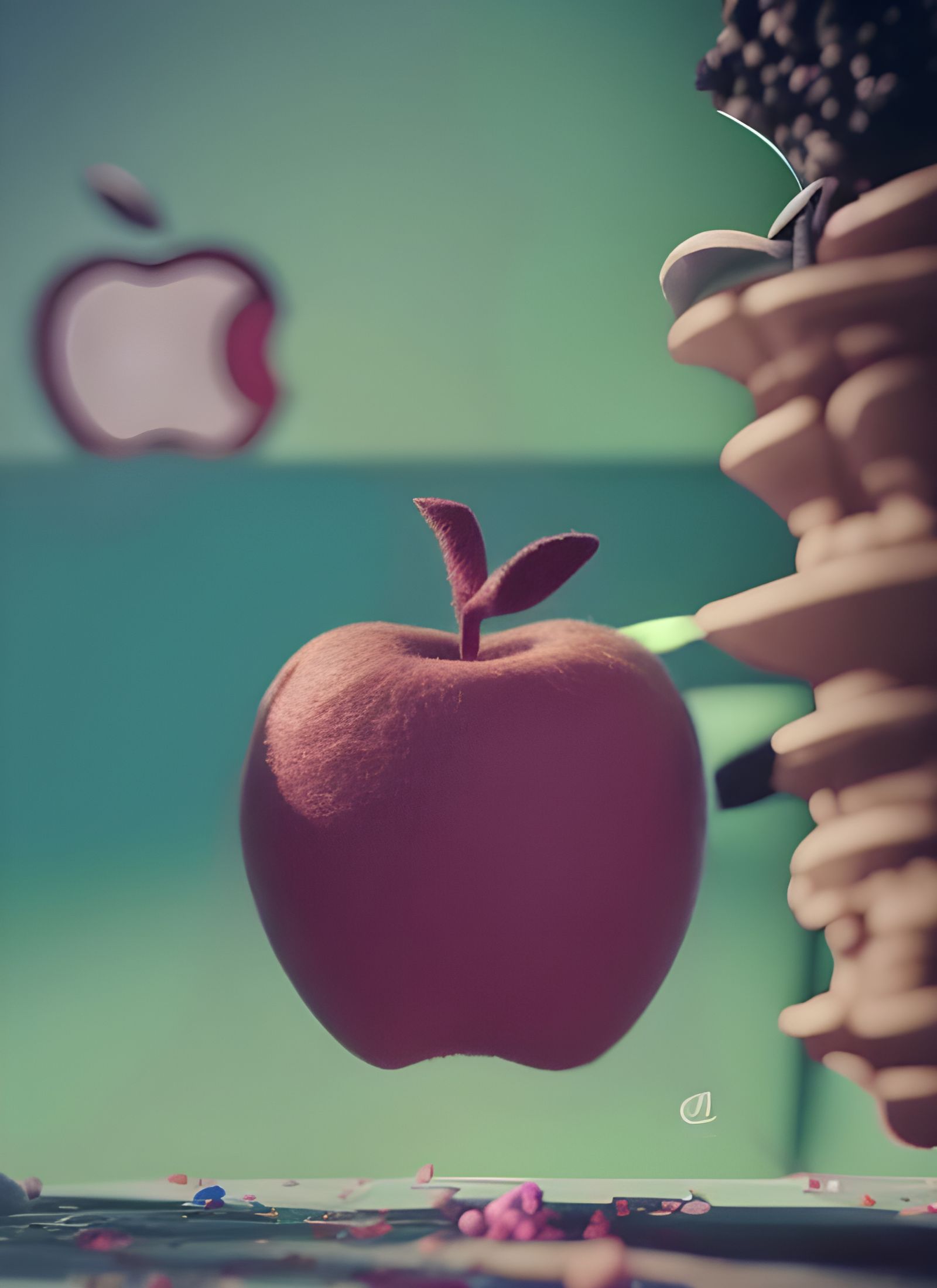 Hyperrealistic Felt Apple Computer by Jim Henson