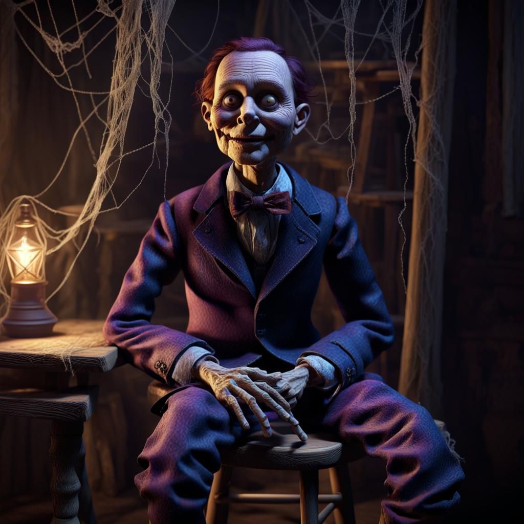 Creepy Ventriloquist Dummy in Dark Fantasy Style