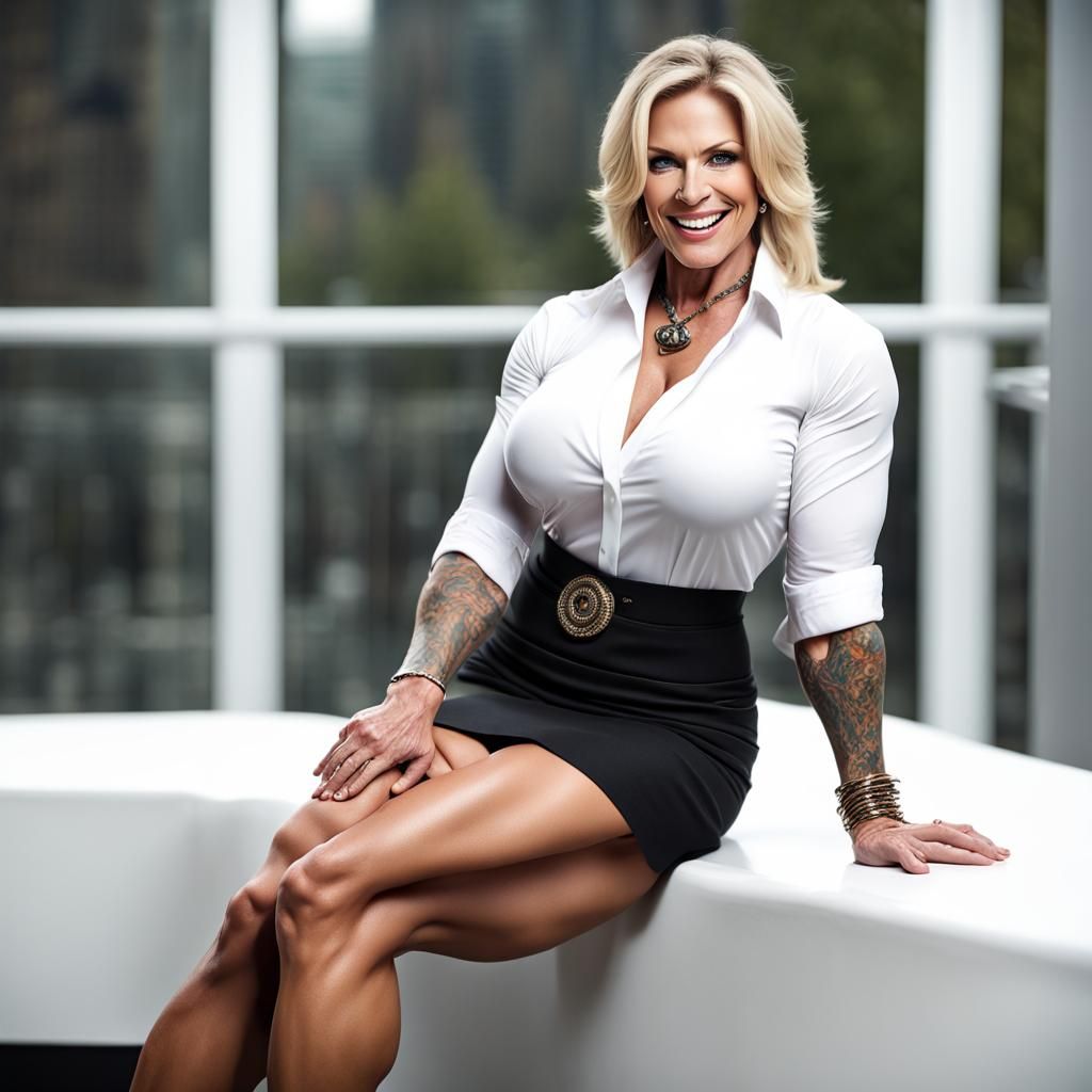 Professional Portrait of a Muscular Woman with Biceps