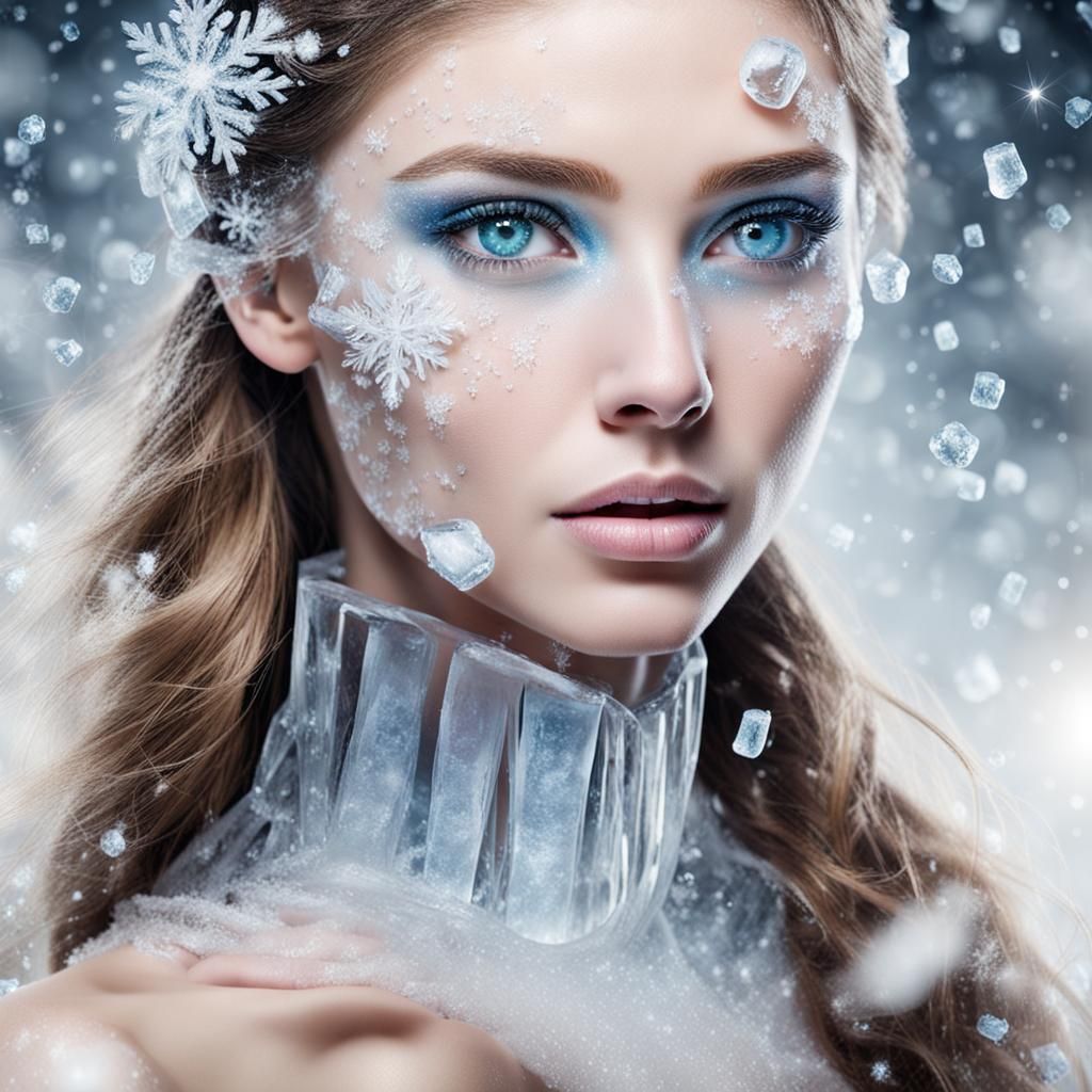 Frozen Beauty: Woman with Ice Adornments