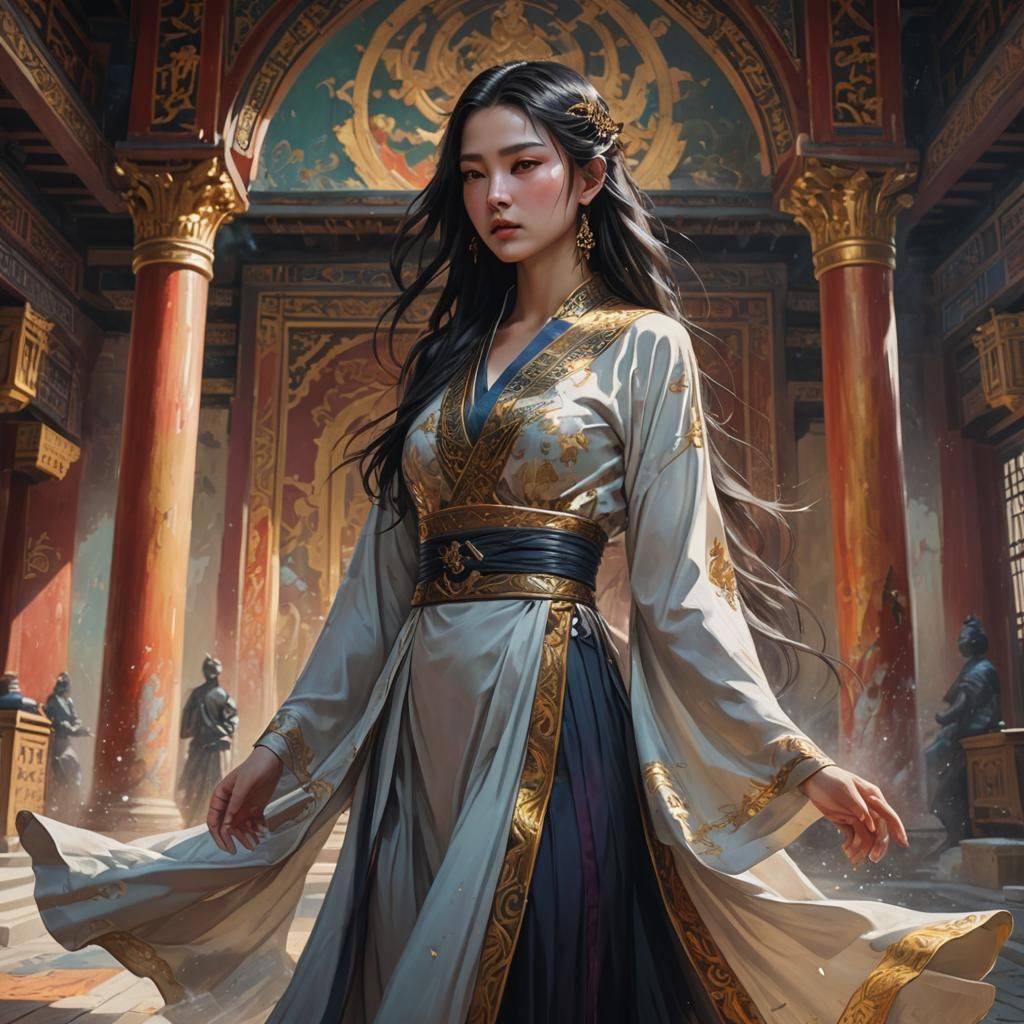 Attractive Woman in Palace: Hyperrealistic Portrait