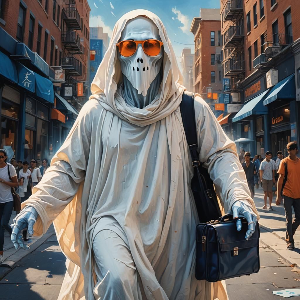 Trendy Bed Sheet Ghost Commuting in the City