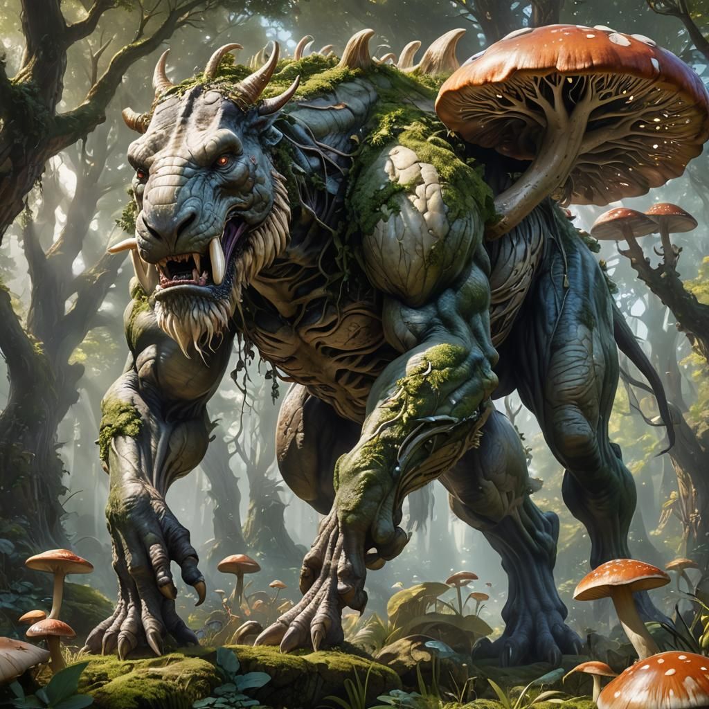 Ethereal Fantasy Creature in Lush Landscape