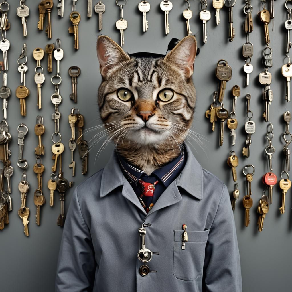 Tabby Cat Valet Portrait in Professional Style