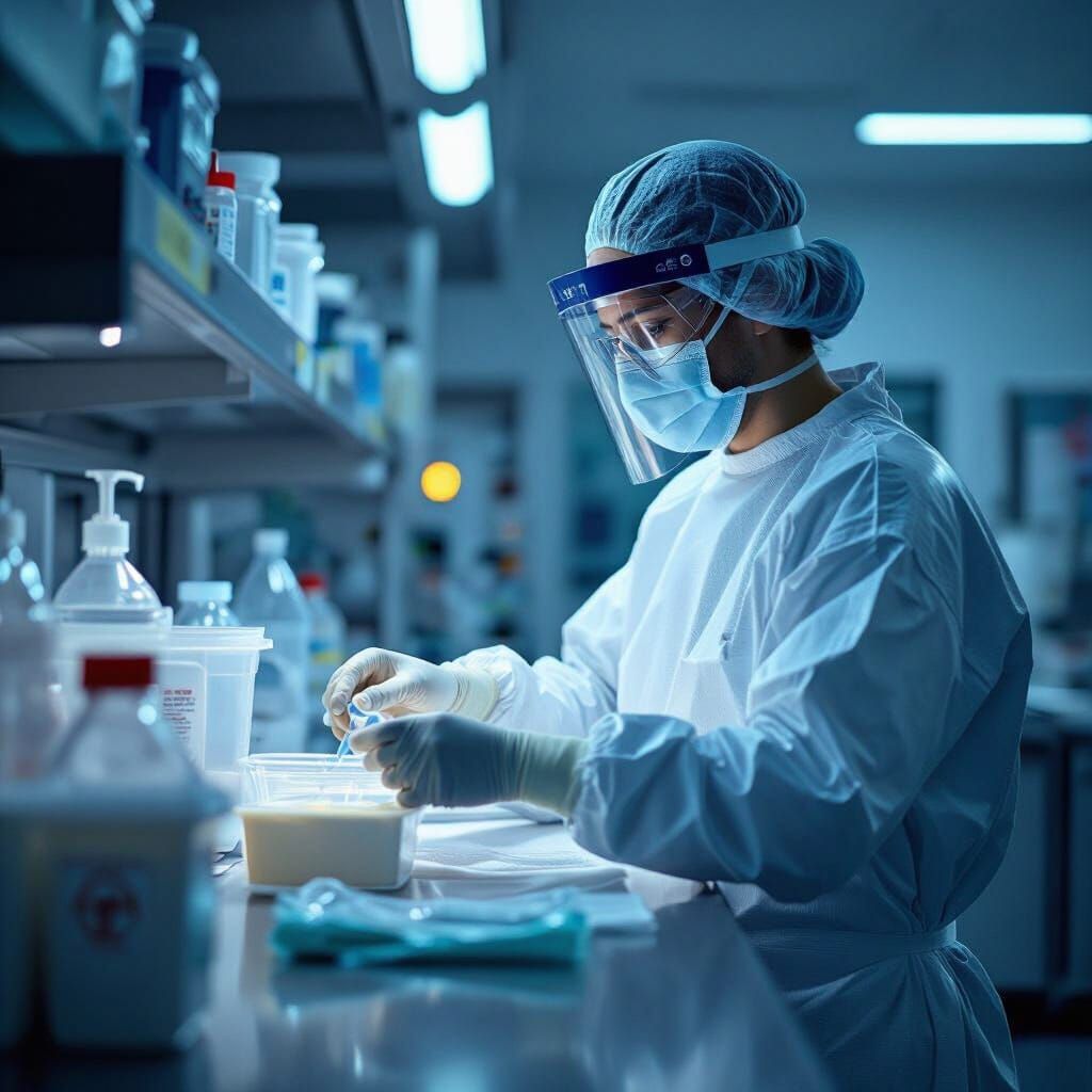 Healthcare Worker in PPE: Photorealistic Medical Scene