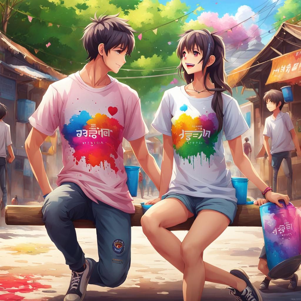 Couple Celebrating Holi Festival in Indian Village