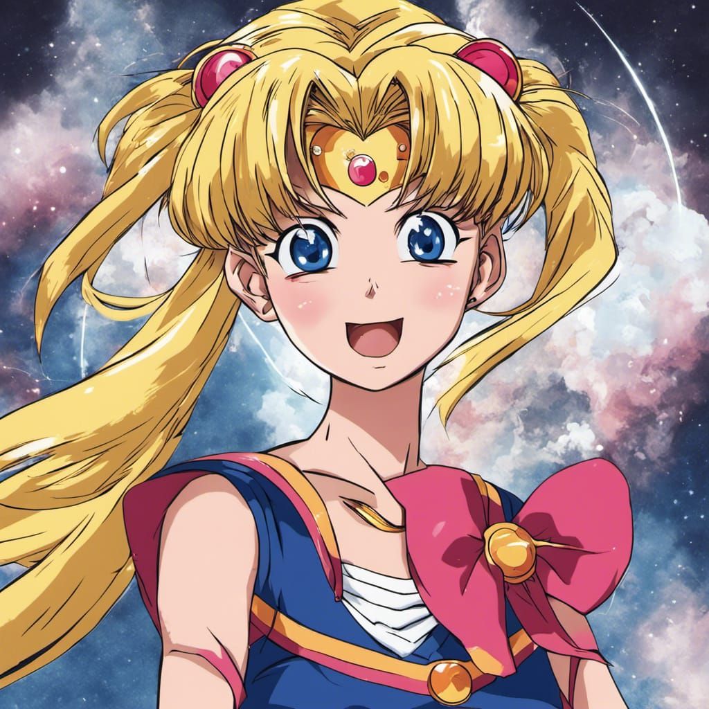 Sailor Moon as Son Goku in Anime Style
