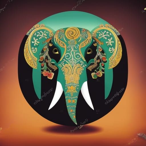 Ornate Elephant with Starry Gems in Night