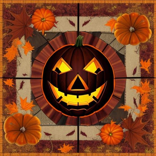 Virginia Tech Gameday Autumn Scene with Jack-o-lanterns