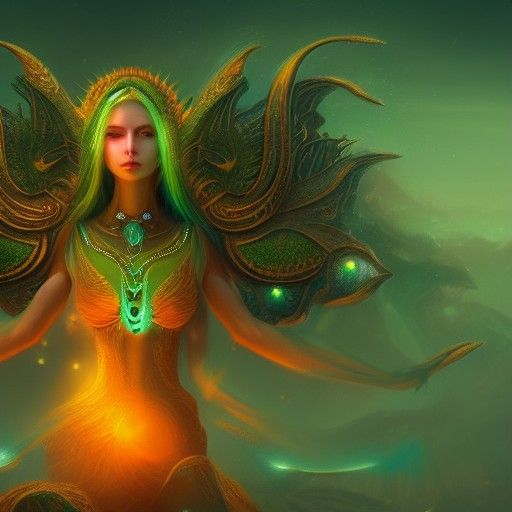 Beautiful Alien Goddess Portrait in Fantasy Concept Art