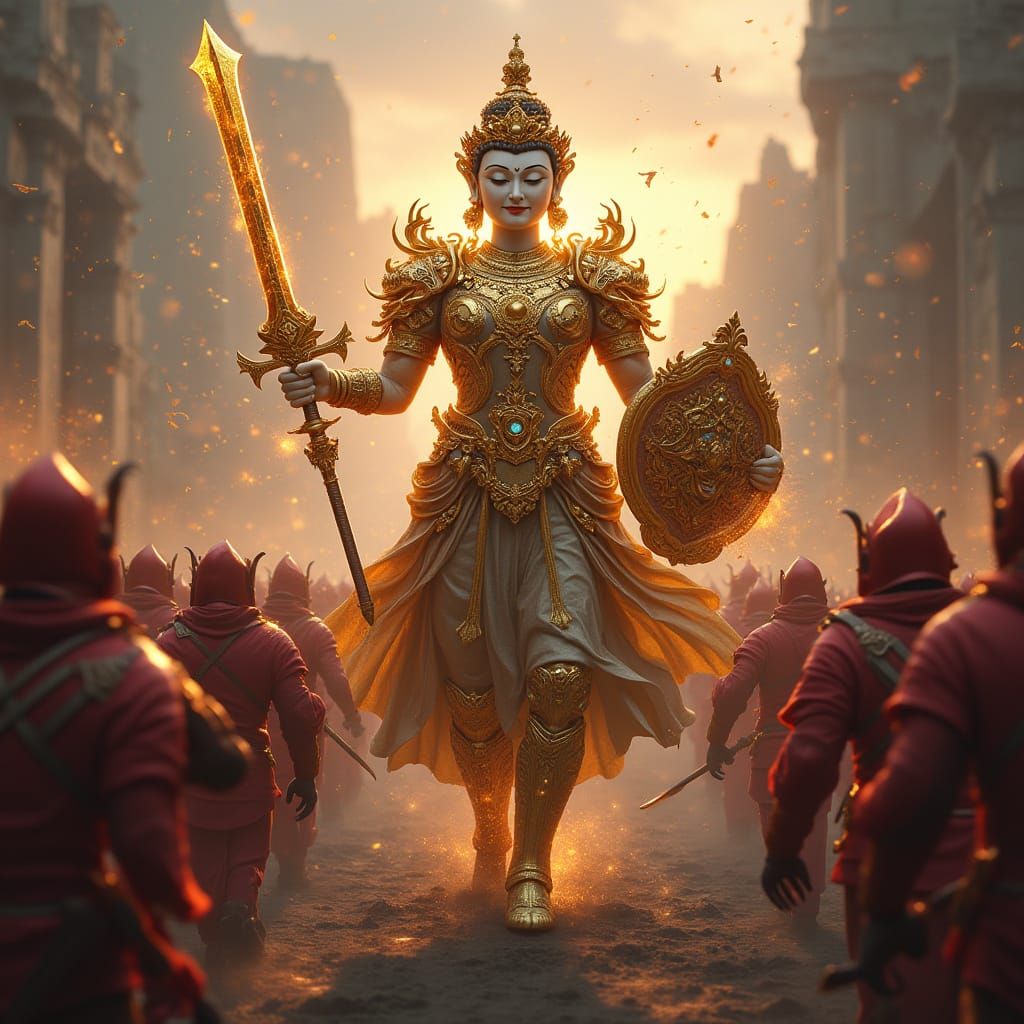 Majestic Maitreya Buddha Battles Dark Forces in Ancient Ruin...