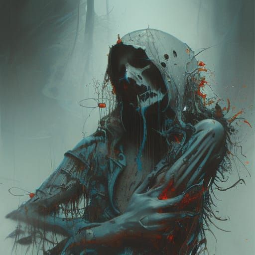 Creepy Campfire Horror in Gustave Doré Style