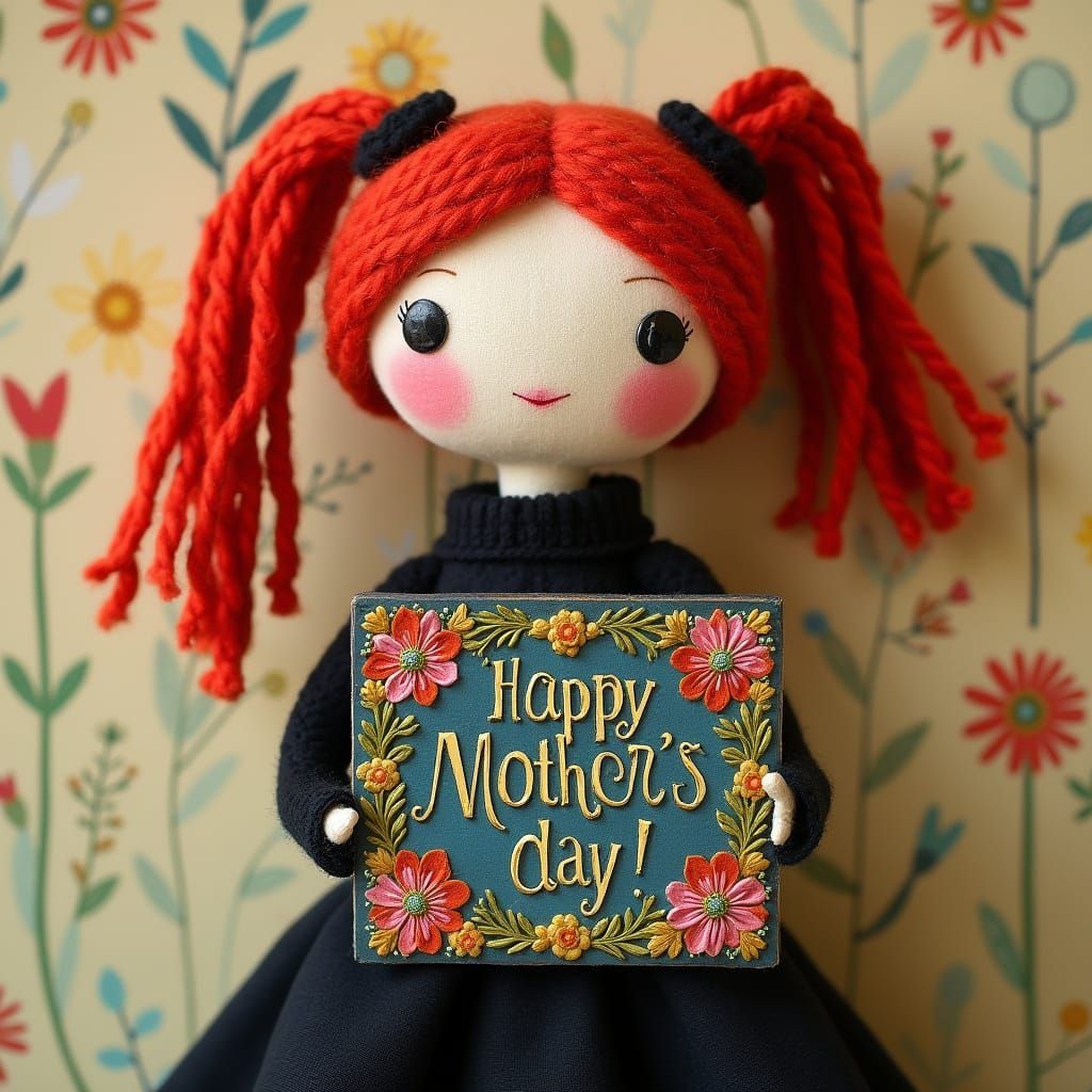 Whimsical Folk-Art Vodo Doll Celebrates Mother's Day with Fl...