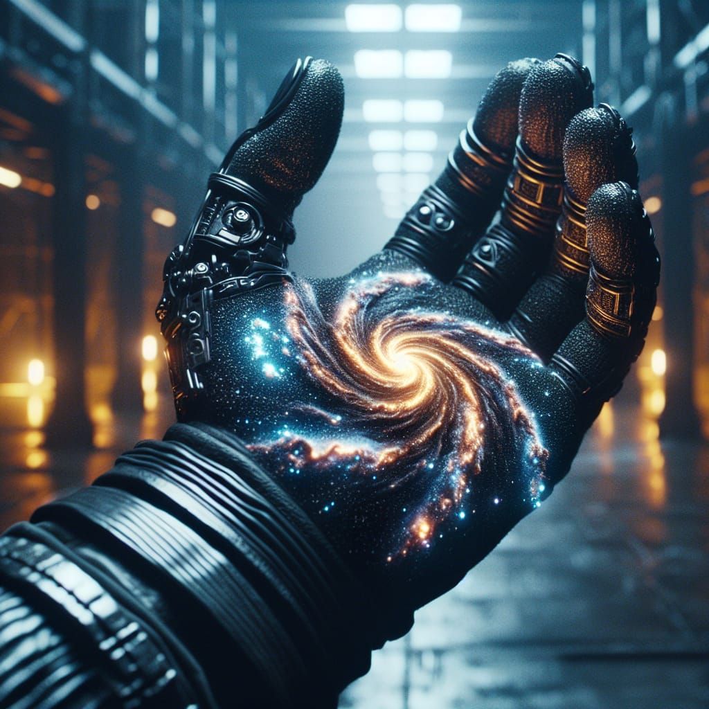 Glowing Galaxy in Dark Industrial Factory, Close-up in IMAX ...