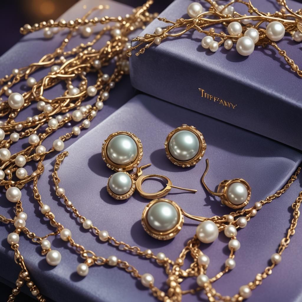 Pearl Earrings in Luxury Jewelry Box: Matte Painting