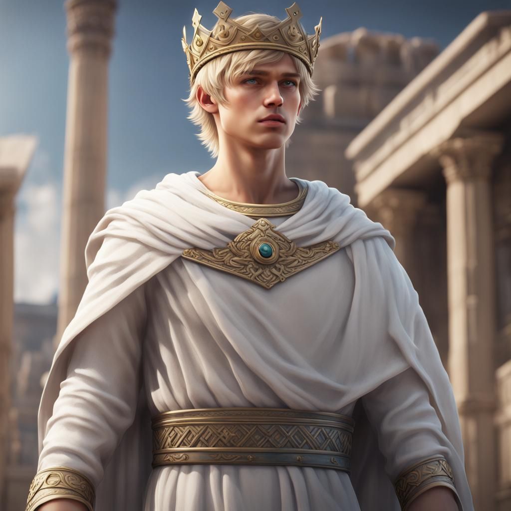 Young Man in Greek Tunic and Crown