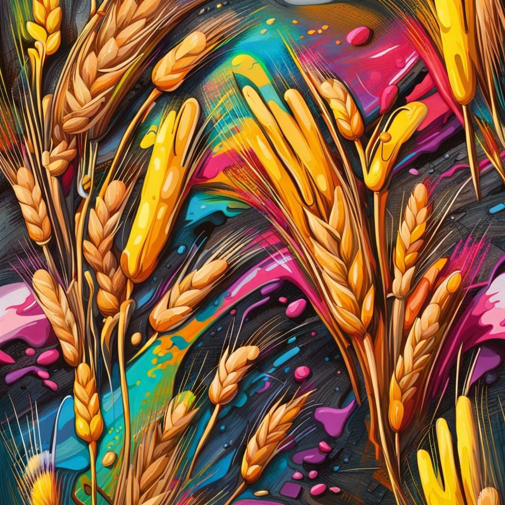Graffiti Art Wheat Field in Splash Art Style
