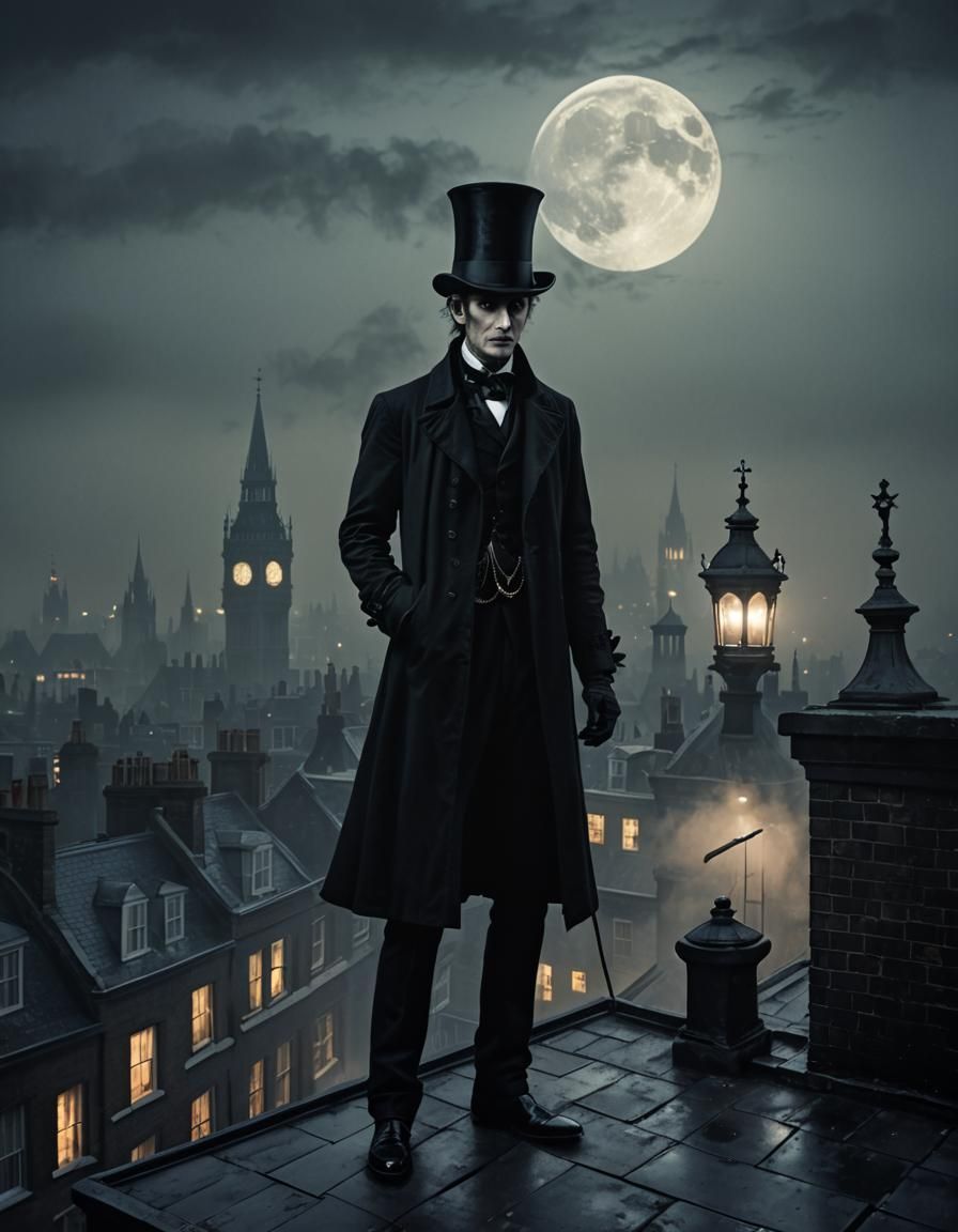 Victorian Man in Top Hat, Gothic Art Style