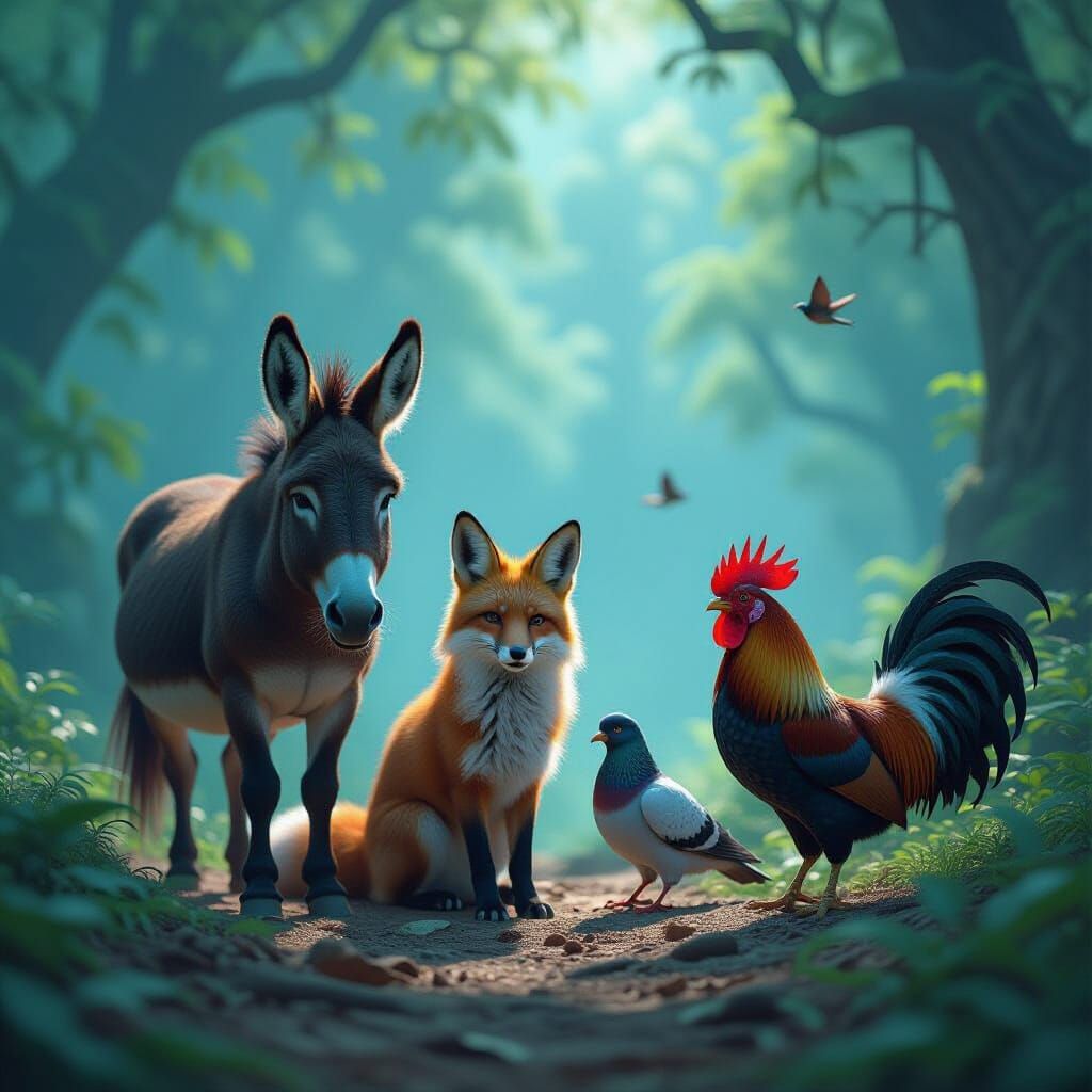 Fantastical Journey of Animals in Mystical Forest