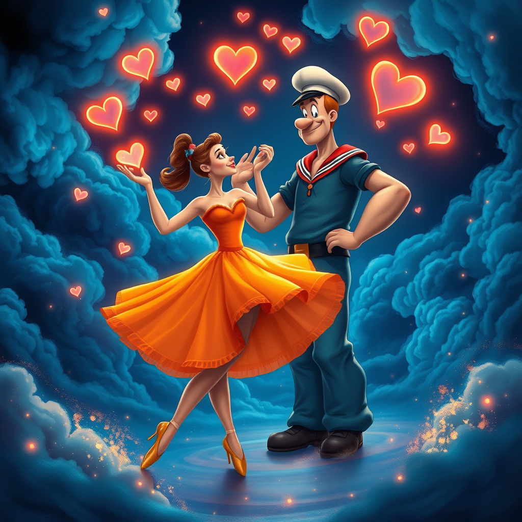 Popeye and Olive Oyl in Surreal Ballet