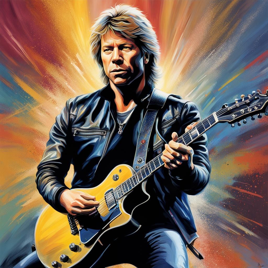 Rock Star Guitar Portrait in Hyperrealistic Style