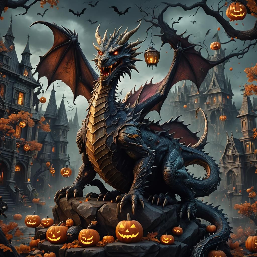 Detailed Halloween Dragon Concept Art