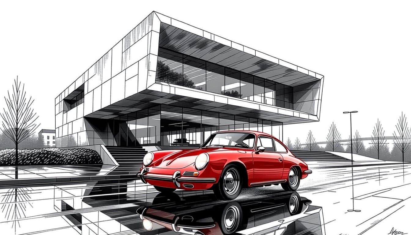 Max Esser Style Drawing: Porsche 356 Mid-Curve