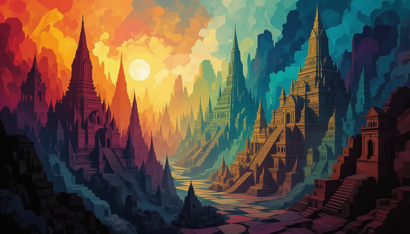 Surreal Collage of Lost Cities Through Time