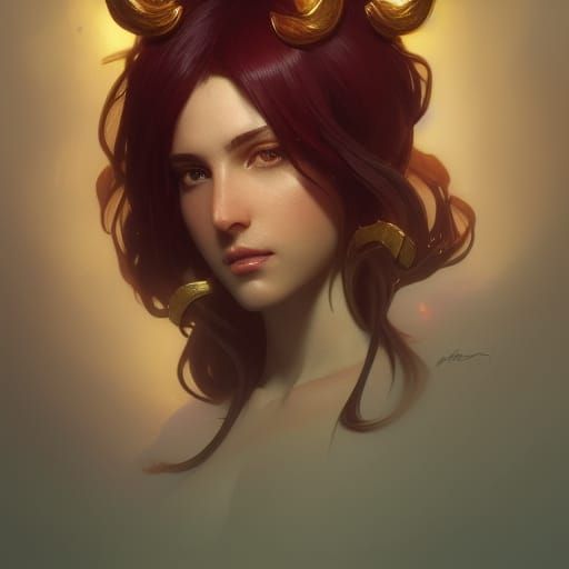 Aries Portrait in Dynamic Lighting: Art Nouveau Style