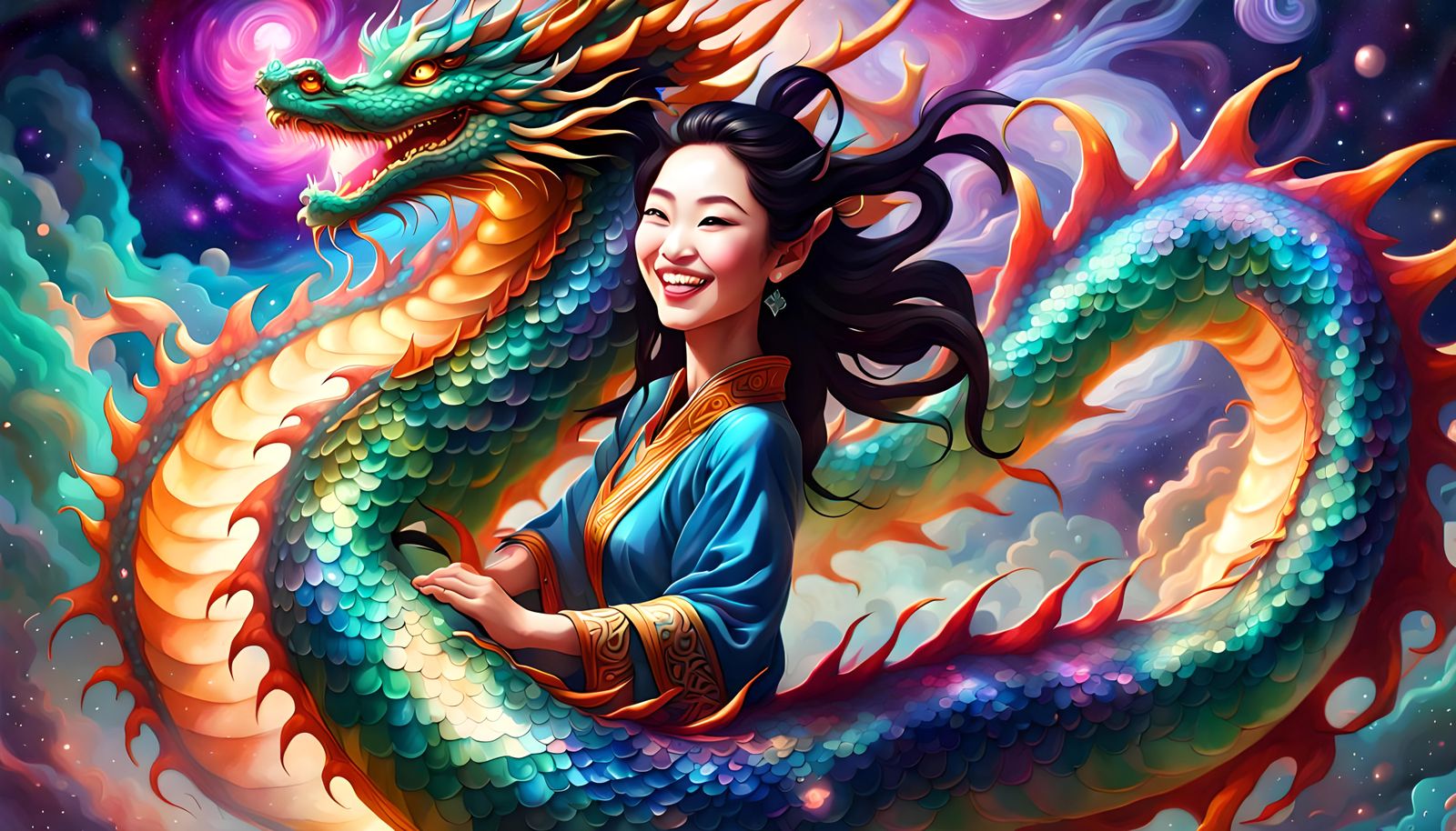 NuWa Jade-Dragon Goddess in Deep Space