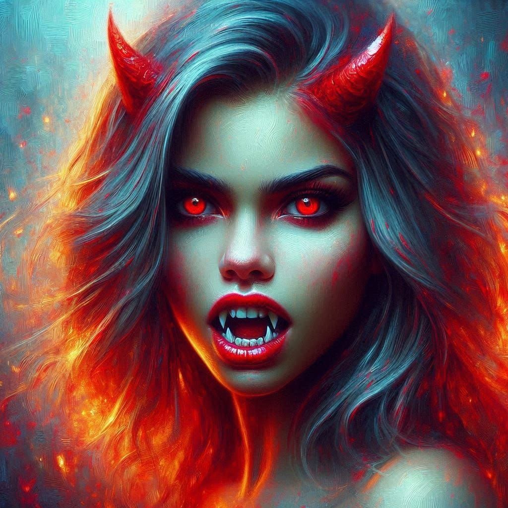 Impressionistic Portrait: Devil's Bride in Full Length