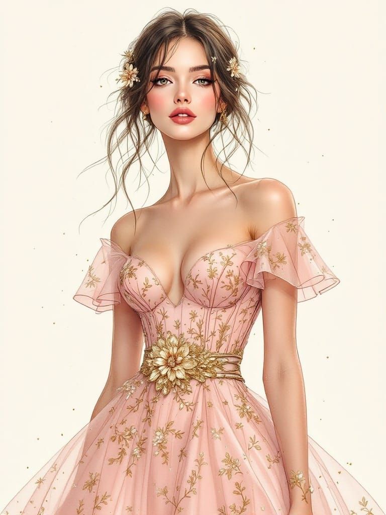 Glamorous Botanical Fashion in Soft Pastels