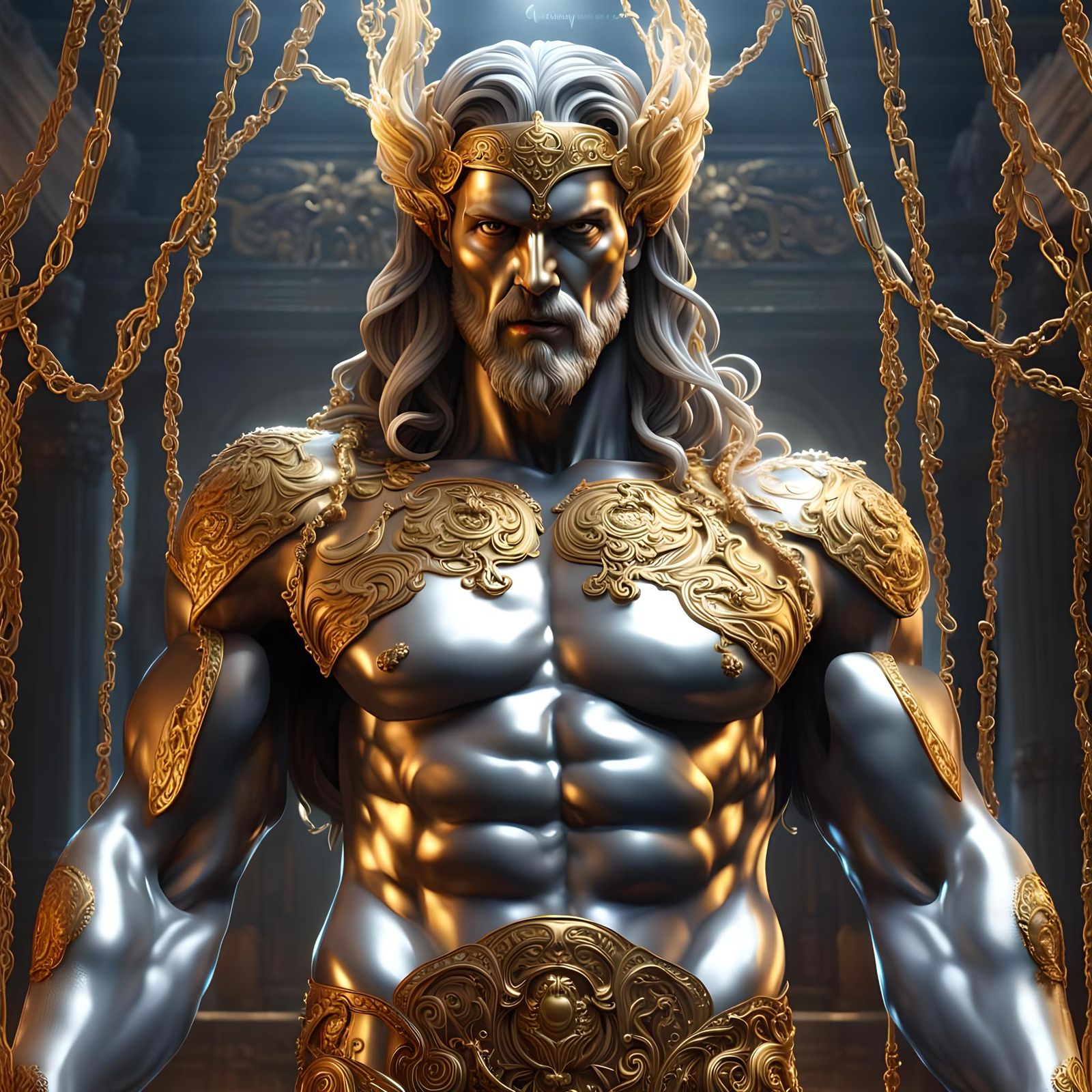 Trapped God of Destiny in Dark Fantasy Style