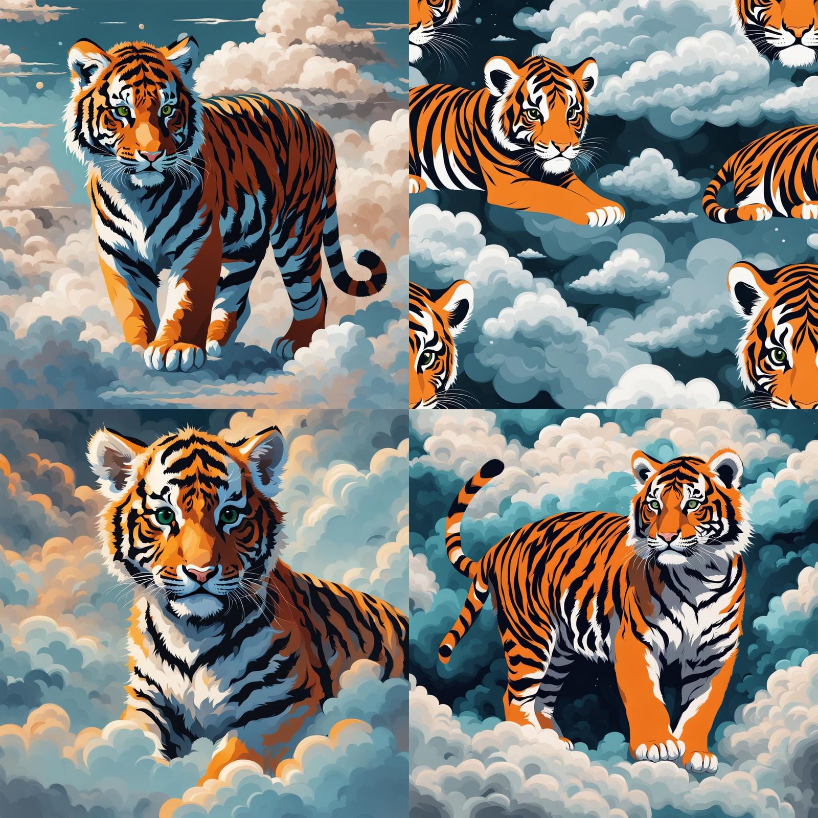 Abstract Baby Tiger in the Clouds