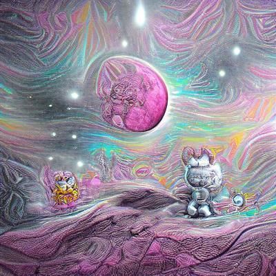 Astronaut Cat on the Moon in Cosmic Style