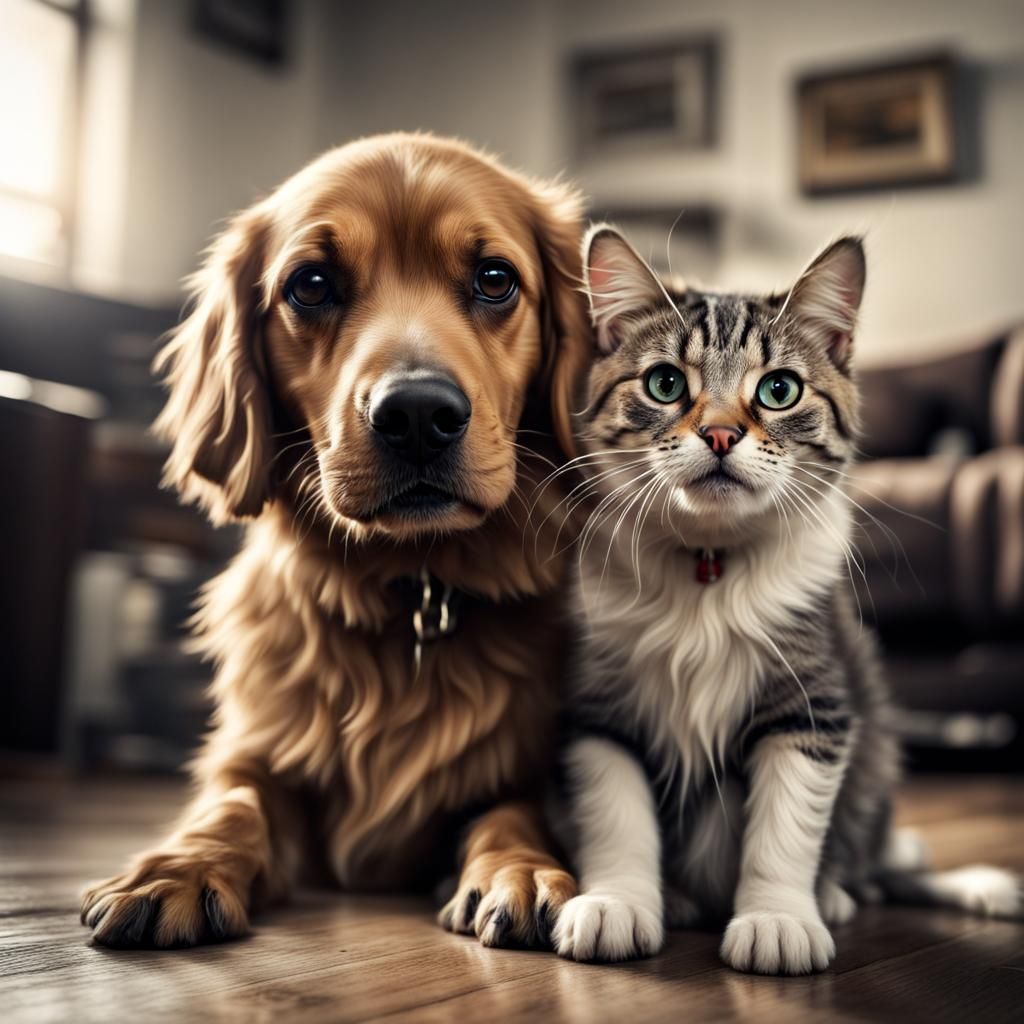 Cutest Dog and Cat in Hyperrealistic Detail