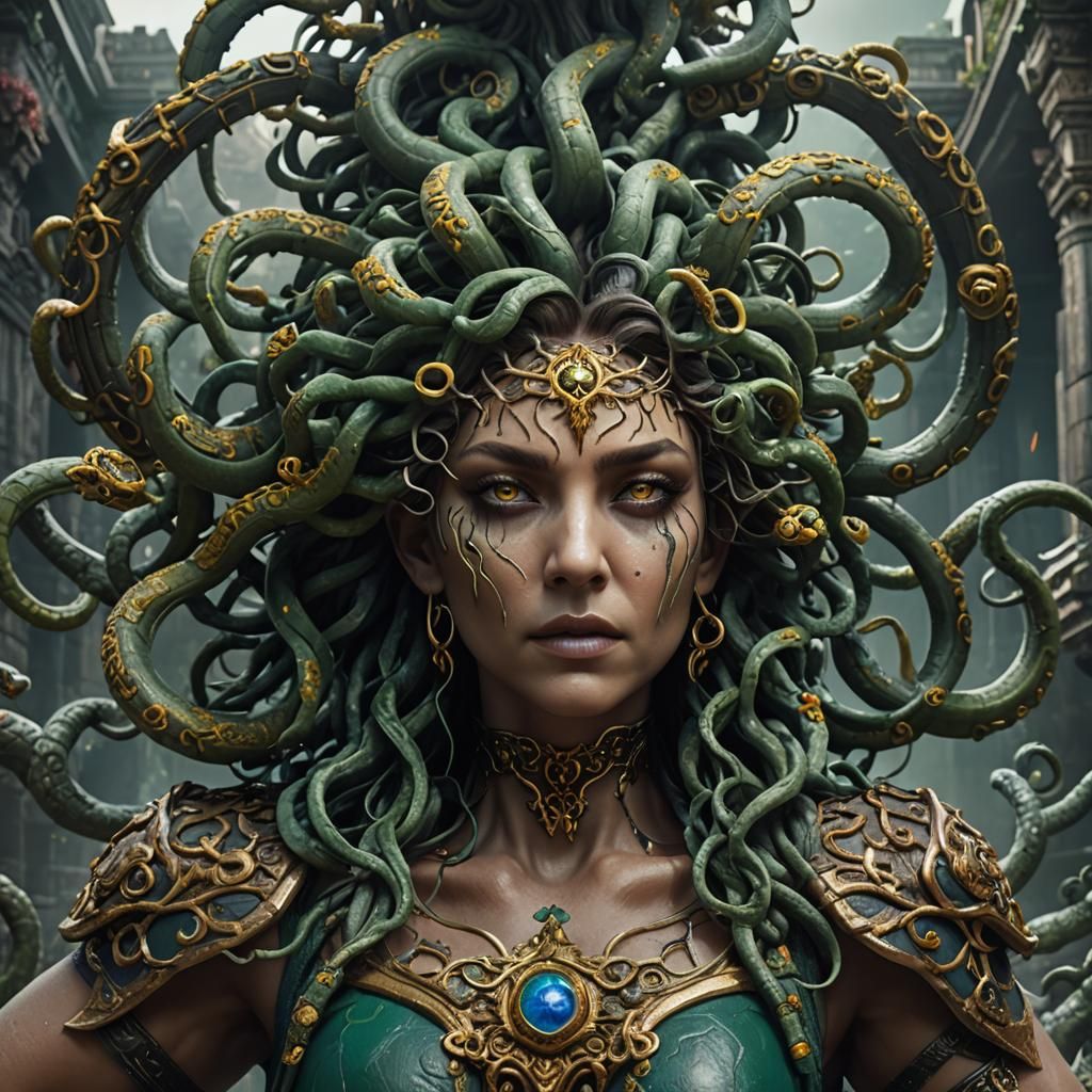 Detailed Matte Painting of Medusa in Unreal Engine