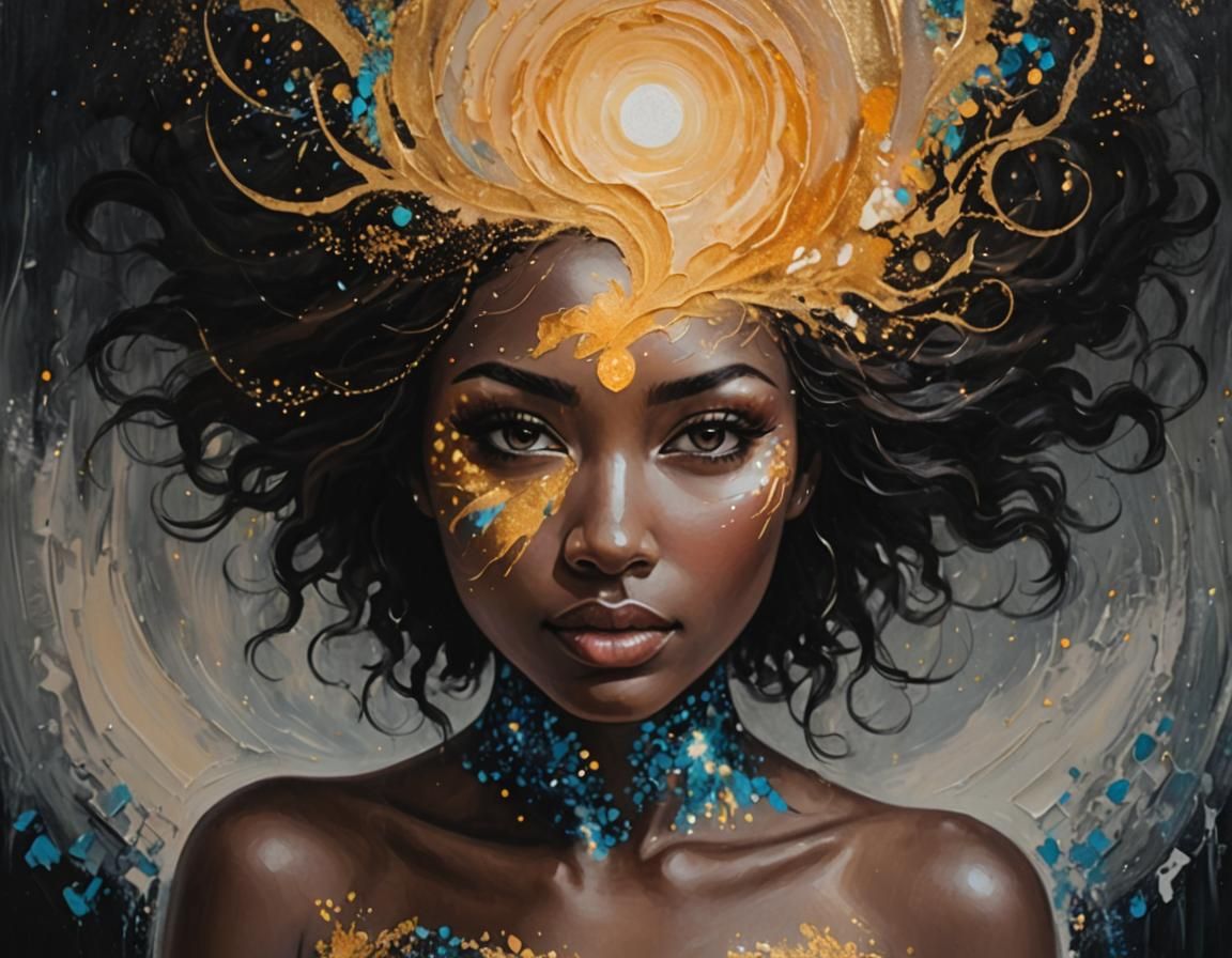 Abstract Female Bosom with Glittering Horoscopic Signs