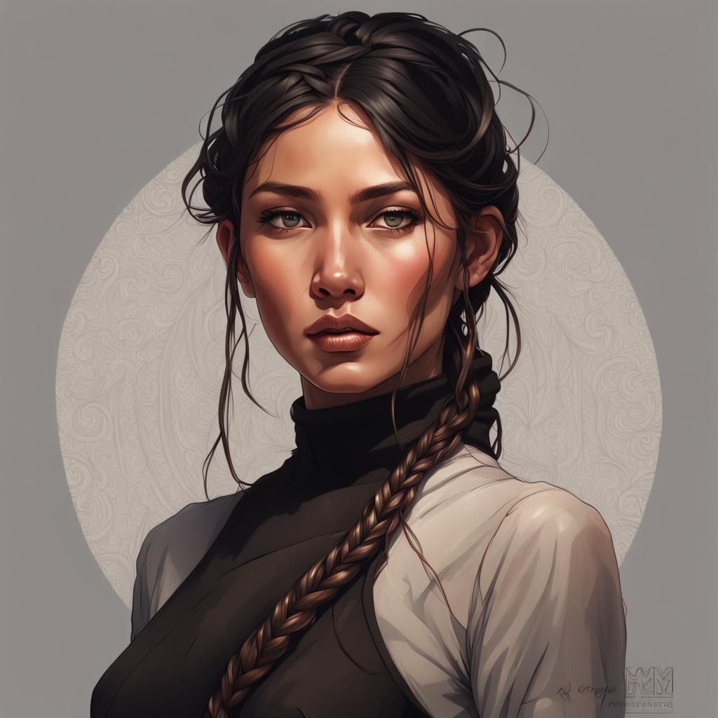 Asian Woman Portrait in Hyperdetailed Digital Art Style