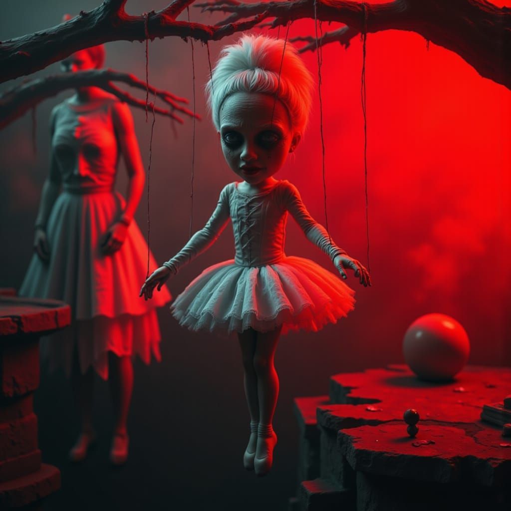 Haunted Ballerina Puppet Controlled by Evil Man